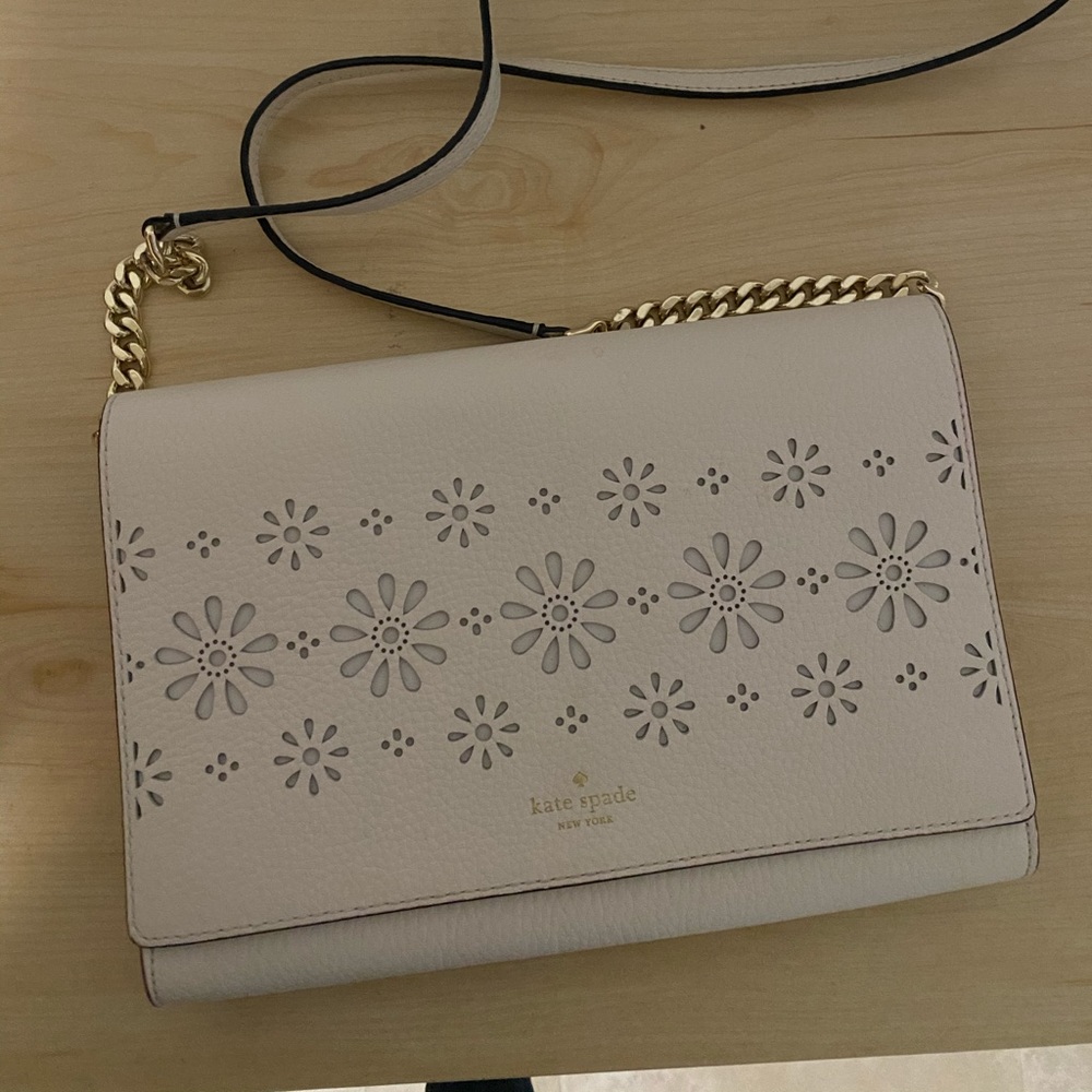 Kate Spade white perforated cross body
